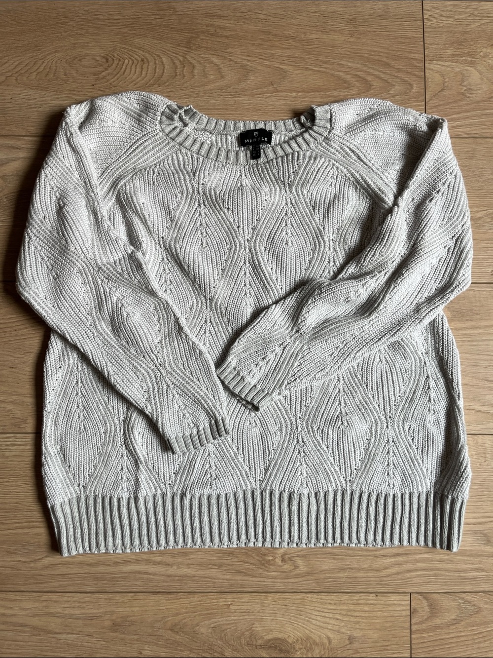MARBLE Cream Crewneck Cable Knit Sweater